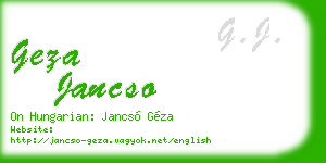 geza jancso business card